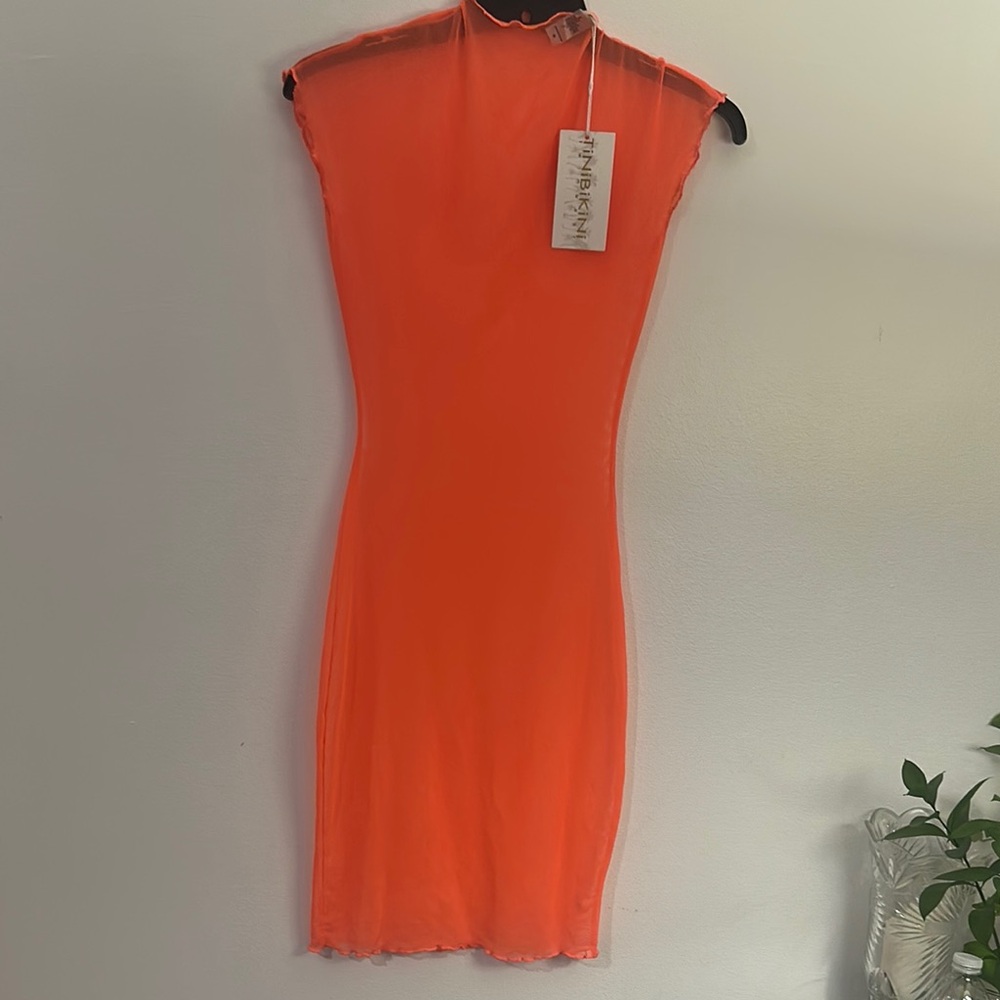 TiniBikini Orange Mock Neck Bodycon Coverup